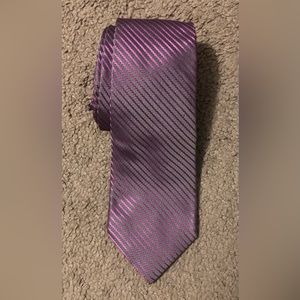 Express Studio Long Tie, Pink/Gray Stripes